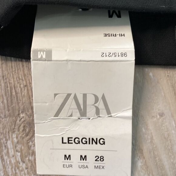 Zara Hi Rise Legging Black Zippered Waist Womens Size Medium - Picture 5 of 5
